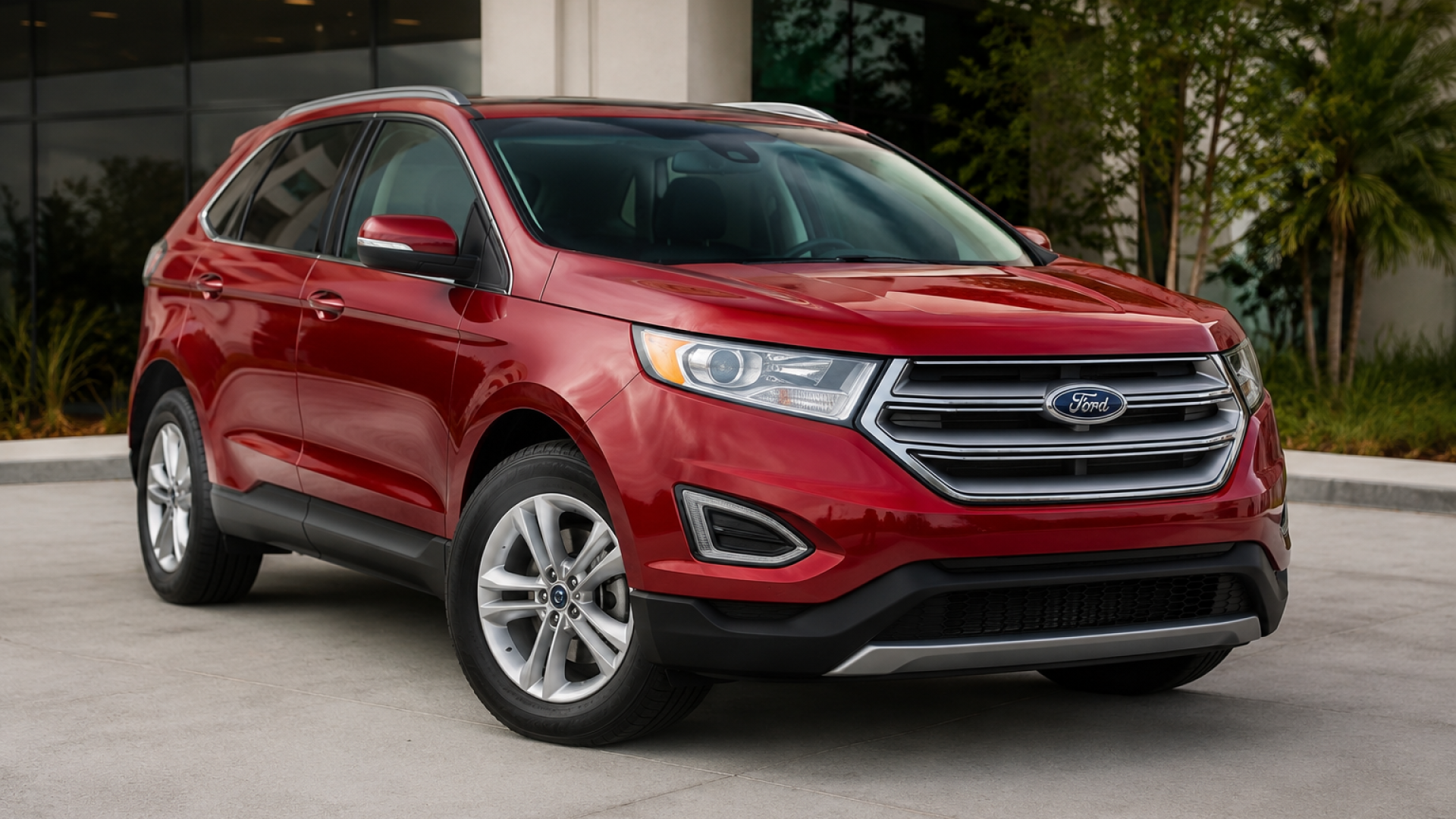 2018 Ford Edge in glossy metallic red for rent